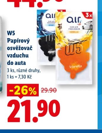 W5 Papírový osvěžovač vzduchu do auta
