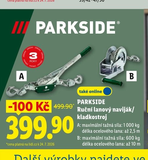 PARKSIDE Ruční lanový naviják/kladkostroj