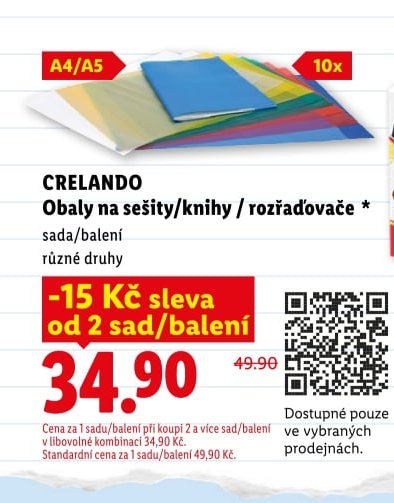 CRELANDO Obaly na sešity/knihy / rozřaďovače