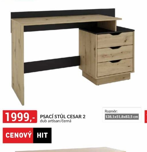 PSACÍ STŮL CESAR 2 dub artisan/černá