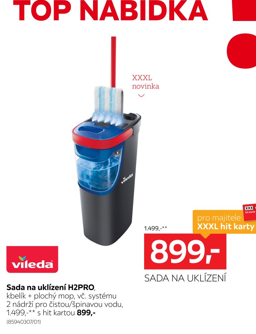 Sada na uklízení H2PRO, kbelík + plochý mop, vč. systému 2 nádrží pro čistou/špinavou vodu