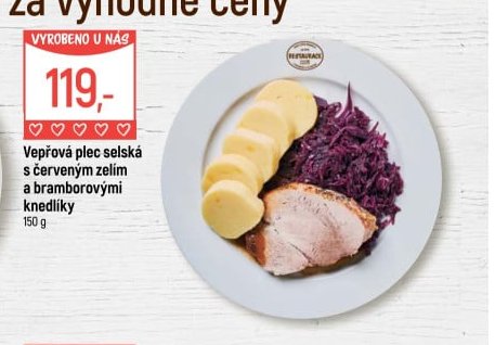 Vepřová plec selská s červeným zelím a bramborovými knedlíky 150 g - Globus aktualniletaky.eu