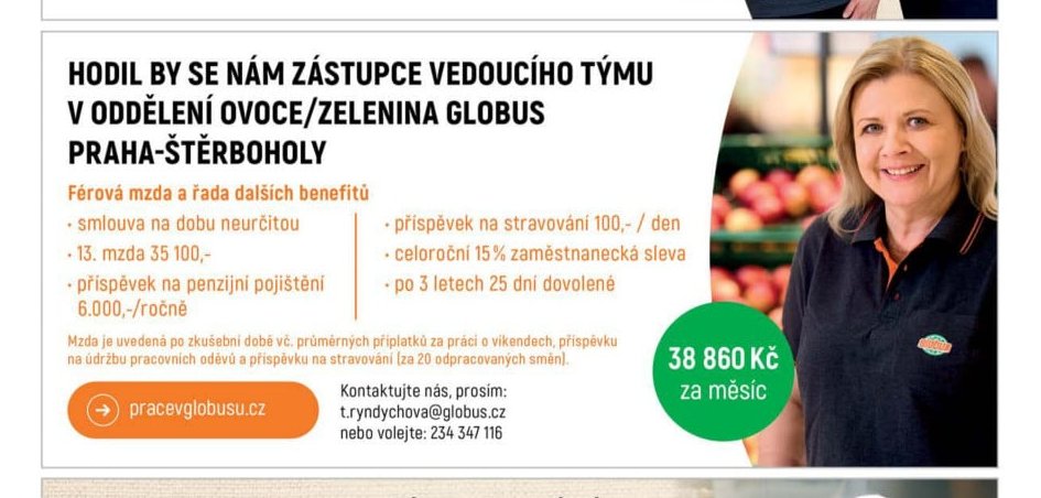 ZÁSTUPCE VEDOUCÍHO TÝMU V ODDĚLENÍ OVOCE/ZELENINA GLOBUS PRAHA-ŠTĚRBOHOLY - Globus aktualniletaky.eu