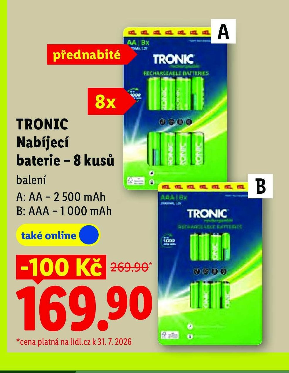 TRONIC Nabíjecí baterie – 8 kusů