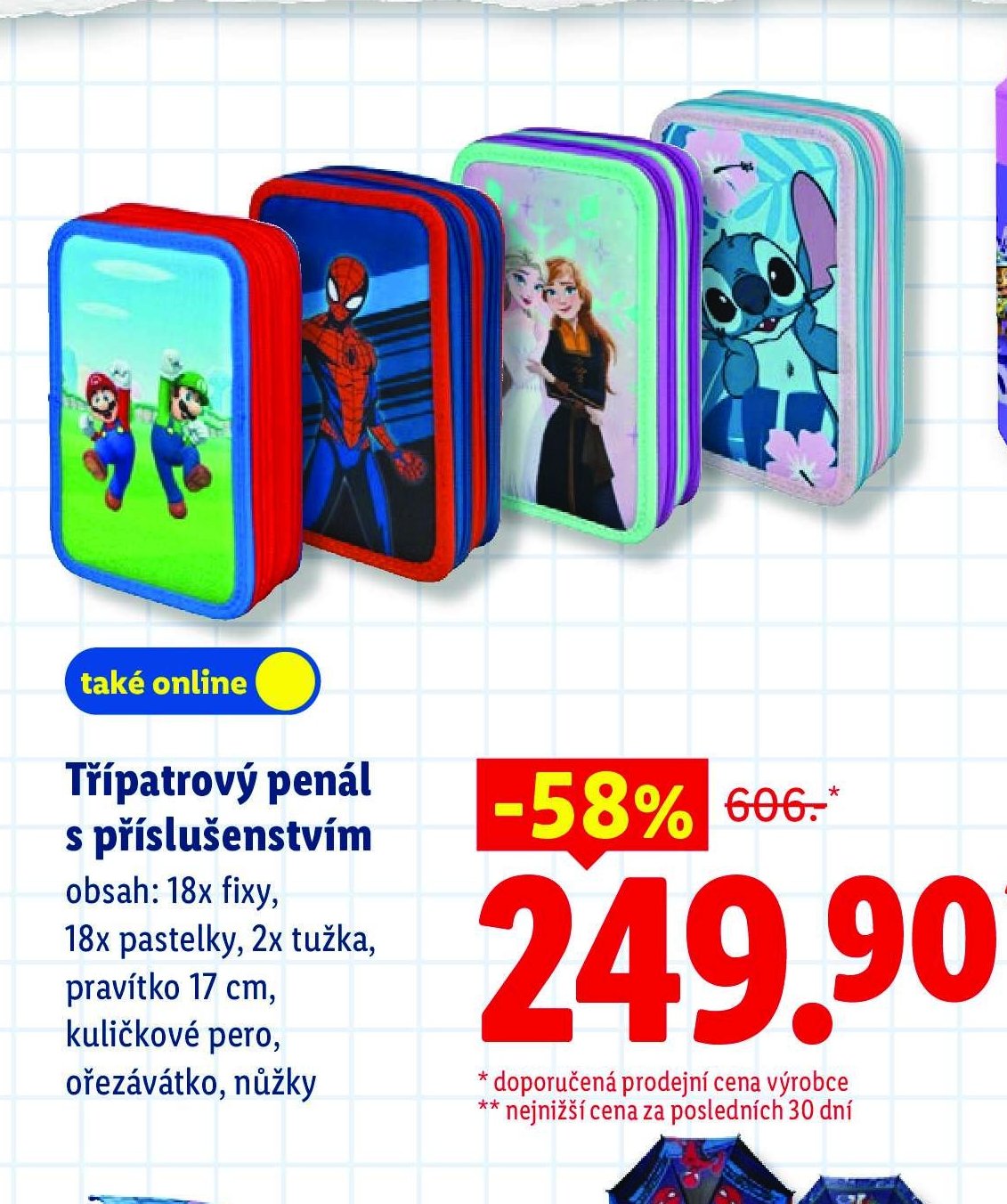 Třípatrový penál s příslušenstvím