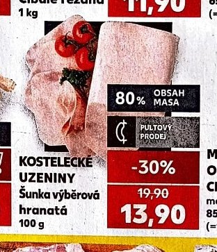 KOSTELECKÉ UZENINY Šunka výběrová hranatá
