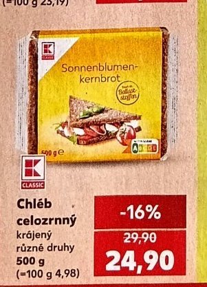 Chléb celozrnný krájený