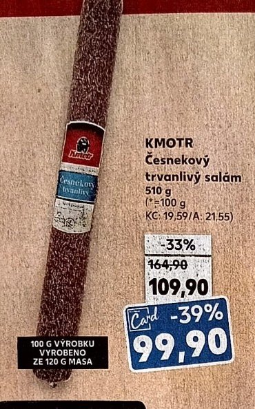 KMOTR Česnekový trvanlivý salám