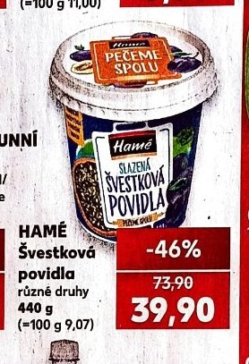 HAMÉ Švestková povidla různé druhy 440 g