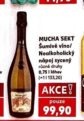 MUCHA SEKT Šumivé víno / Nealkoholický nápoj sycený různé druhy 0,75 l
