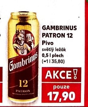 GAMBRINUS PATRON 12 Pivo světlý ležák 0,5 l