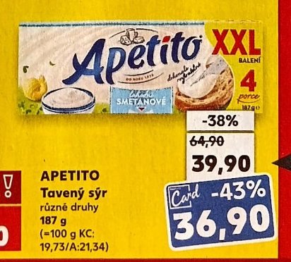 APETITO Tavený sýr 187 g