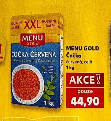 MENU GOLD Čočka červená, celá 1 kg