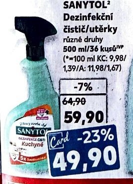 SANYTOL Dezinfekční čistič/utěrky
