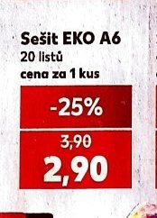 Sešit EKO A6 20 listů