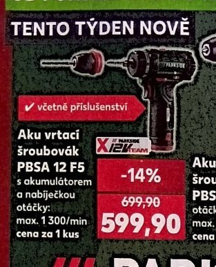 Aku vrtací šroubovák PBSA 12 F5