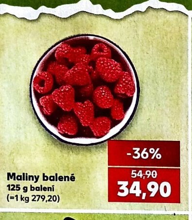 Maliny balené 125 g