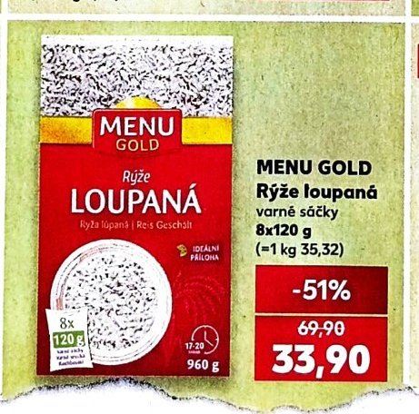MENU GOLD Rýže loupaná 960 g