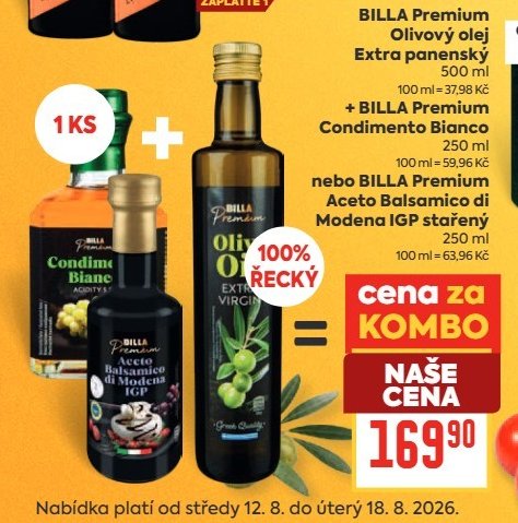 BILLA Premium Olivový olej / Condimento Bianco / Aceto Balsamico
