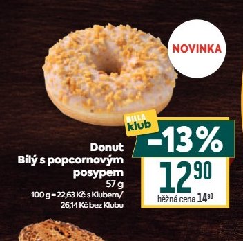 Donut Bílý s popcornovým posypem