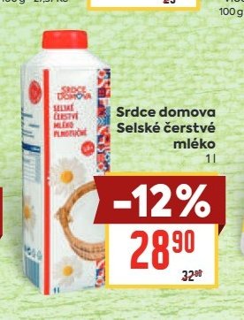 Srdce domova Selské čerstvé mléko