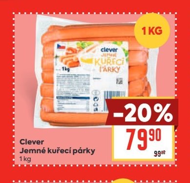 Clever Jemné kuřecí párky 1 kg