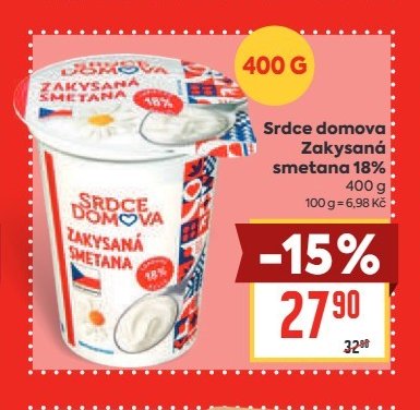 Srdce domova Zakysaná smetana 18% 400 g