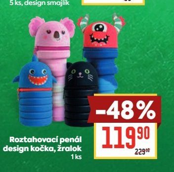 Roztahovací penál design kočka, žralok