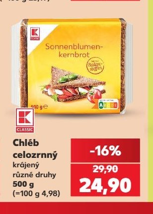 Chléb celozrnný krájený