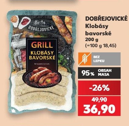 DOBŘEJOVICKÉ Klobásy bavorské 200 g