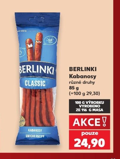 BERLINKI Kabanosy různé druhy 85 g