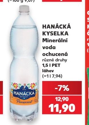 HANÁCKÁ KYSELKA Minerální voda ochucená 1,5 l
