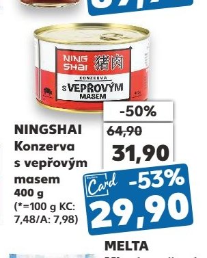 NINGSHAI Konzerva s vepřovým masem