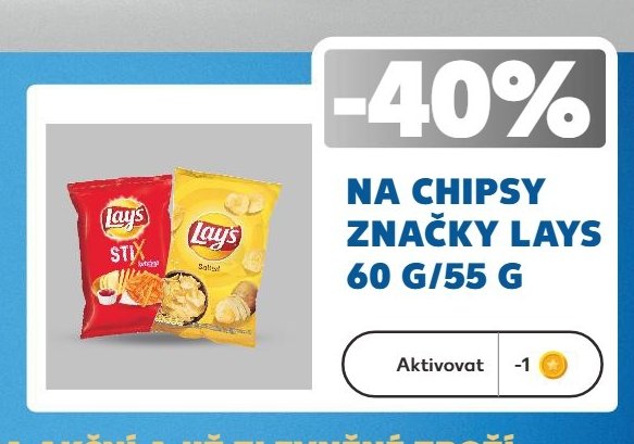 Chipsy značky Lays 60 g/55 g