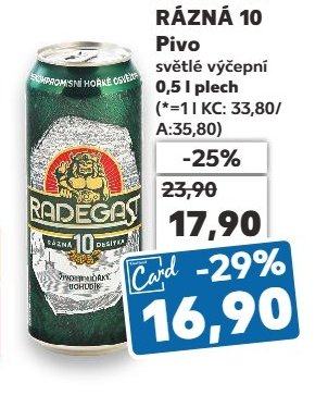 Radegast Rázná 10 Pivo