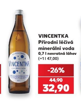 VINCENTKA Přírodní léčivá minerální voda