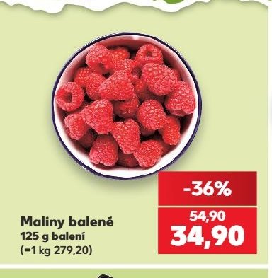 Maliny balené 125 g balení
