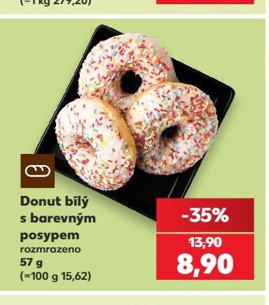 Donut bílý s barevným posypem rozmrazeno 57 g