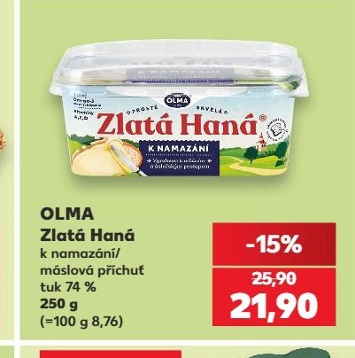OLMA Zlatá Haná k namazání/ máslová příchuť tuk 74 % 250 g