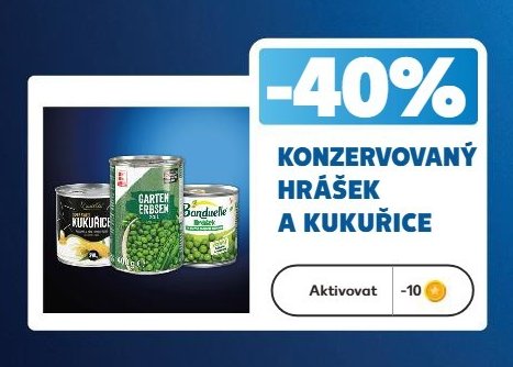 Konzervovaný hrášek a kukuřice
