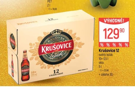 Krušovice 12, 10x 0,5 l sklo