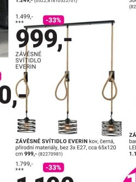 ZÁVĚSNÉ LED SVÍTIDLO EVERIN