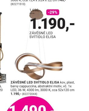 ZÁVĚSNÉ LED SVÍTIDLO ELISA