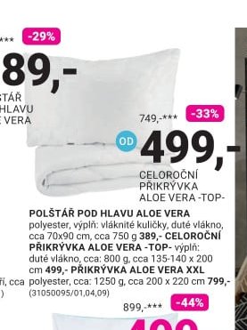 POLŠTÁŘ POD HLAVU ALOE VERA
