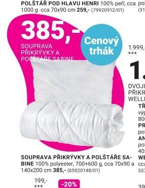 SOUPRAVA PŘIKRÝVKY A POLŠTÁŘE SABINE