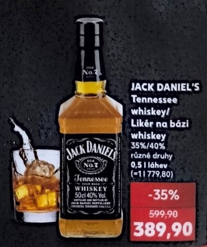 JACK DANIEL'S Tennessee whiskey / Likér na bázi whiskey