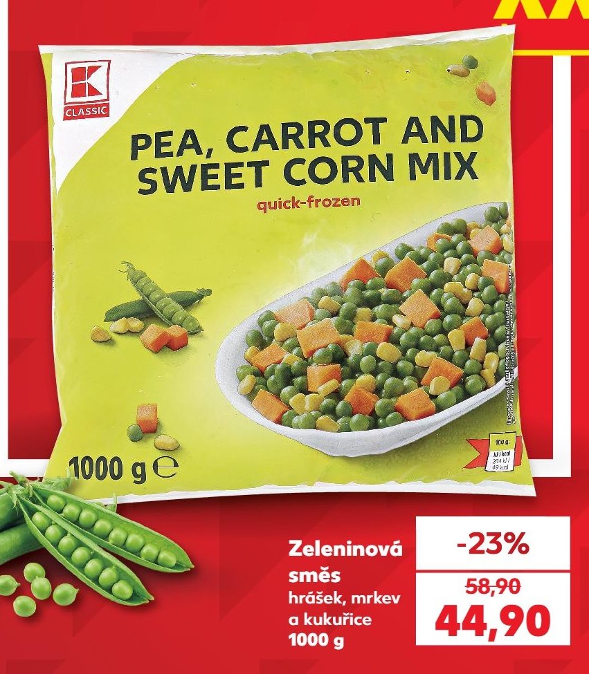 Zeleninová směs hrášek, mrkev a kukuřice