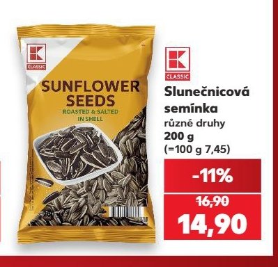 Slunečnicová semínka různé druhy
