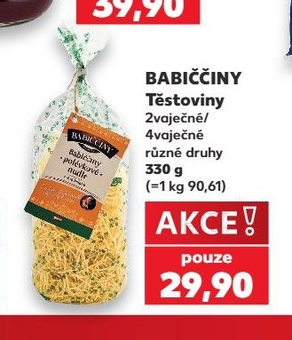 BABIČČINY Těstoviny 2vaječné/4vaječné různé druhy 330 g