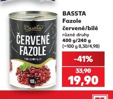BASSTA Fazole červené/bílé různé druhy 400 g/240 g